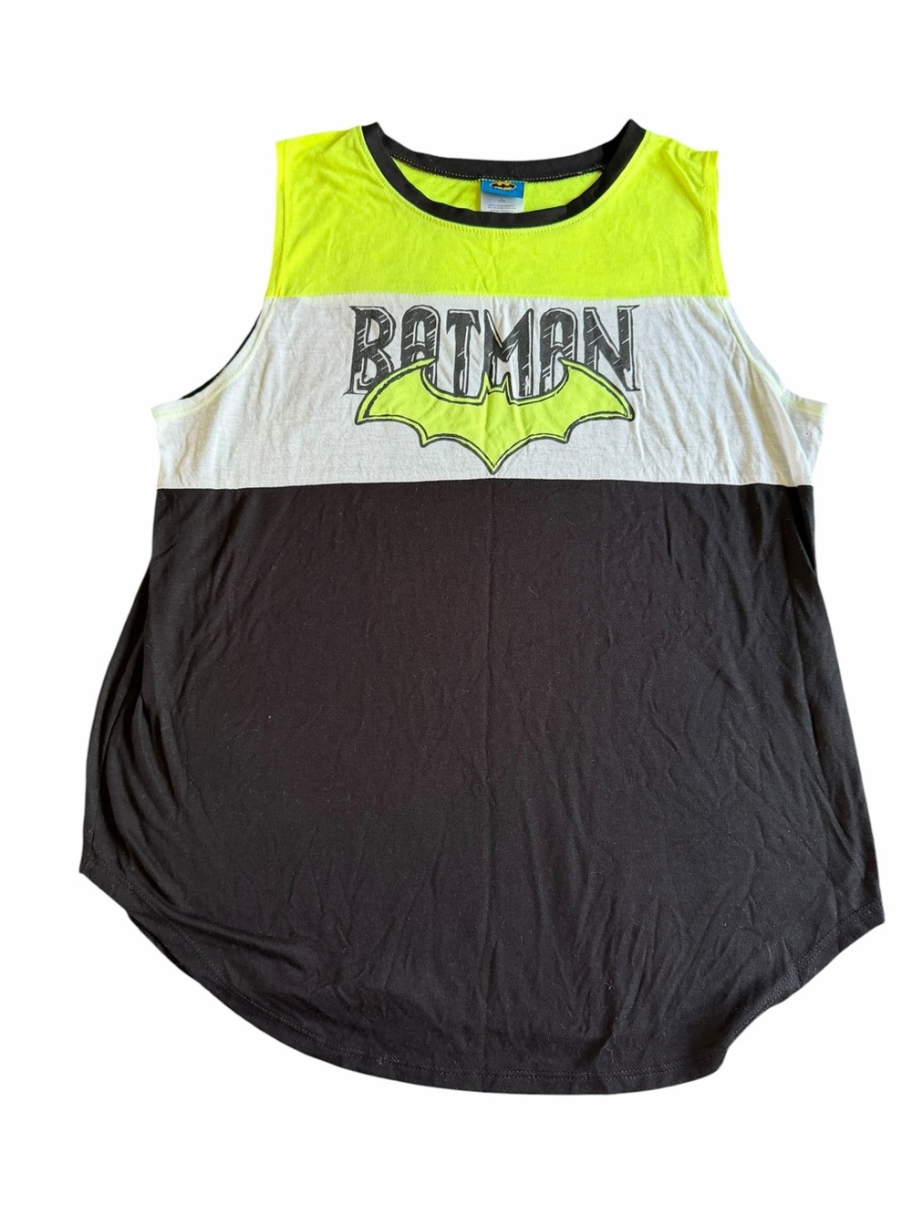 🌟Batman Neon Yellow White Black Colorblock Tank Top